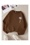 Women's Fleece Lined 3 Thread Organic Cotton Oversize Flower Round Neck Sweatshirt
