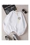 Women's Fleece Lined 3 Thread Organic Cotton Oversize Flower Round Neck Sweatshirt
