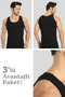 Premium Men's Black Cotton Shoulder-Locked Stitched Undershirt 3-Pack Combination Textile Underwear - 2