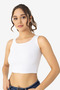 Special Series Women's Cotton Ribbed Halter Neck Thick Strap Crop White Stylish Top Casual Blouse - 2