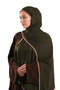 Khaki Muslin Shawl with Piping, Breathable Cotton Textured Crinkle 202139_09 - 2