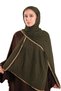 Khaki Muslin Shawl with Piping, Breathable Cotton Textured Crinkle 202139_09