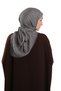 Gray Muslin Scarf with Piping, Breathable Cotton Textured Crinkle 202214_15 - 4
