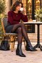 Women's Stylish Pointed Toe Belt Detailed Wedge Heeled Black Rustic Slip-On Boots & Boots - 7