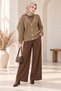 Knitted Patterned Buttoned Knitwear Cardigan Camel - 2