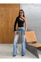 Women's Black Single Sleeve Low-Cut Front Long Sleeve Diver Fabric Blouse - 6