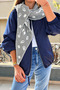 Gray Patterned Triangle Double-Sided Knitwear Shawl 60X160Cm Women's Shoulder and Neck Accessory - 2