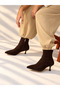 Vienna Brown Suede Pointed Toe 5 cm Thin Heel Women's Boots Botti̇e - 6
