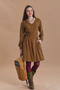 V-Neck Draped Belt Detailed Winter Dress