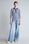 Slim Fit Polo Collar Striped Ribbed Camisole Long Sleeve T-Shirt F7808Ax26Au - 2