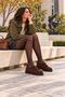 Women's Brown Suede Smart Lace-Up Comfortable Modern Round Toe Loafer - 7