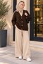 Knitted Patterned Buttoned Knitwear Cardigan Brown - 2