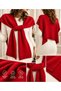 Women's Red Knitwear Faux Sweater Shawl – Tieable, Soft Textured, Stylish and Elegant Shoulder Shawl