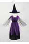 Witch Girls Kids Child Holiday Party Role Play Dance Party Gown Costume Queen Princess Dress Hat - 4
