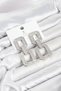 Silver Color Zircon Stone Square Model Women's Evening Dress Earrings - 2