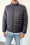 Men's Stand Collar Pocket Zipper Puffer Coat Navy Blue - 27K 2310 - 2