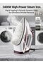2400W High Power Steam Iron, Ceramic Soleplate Steam Iron for Clothes, Rapid Heating, Multi Steam Settings, Anti-Drip & Self-Cleaning Function, Portable Electric Iron for Home Laundry Garment Ironing - 6