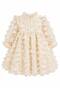 Baby Girl Cream 3D Flower Detailed Tulle Sleeves Bow Decorated Stylish Dress - 2