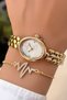 Gold Color - Minimal Women's Wristwatch - Waterproof - with Bracelet Gift - 3