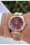 Gold Color - Women's Wristwatch with Calendar and Day Display - Waterproof - Comes with Bracelet Gift - 2