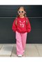 Girl's Gabardine Trousers Set with Ruffle Detail at the Bottom