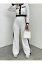Women's Ottoman Garnished Buttoned Spanish Leg Trousers Set - 4