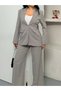 Women's Lace-Up Gold Buttoned Blazer Jacket and Pants Suit