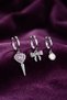 Silver color detailed 3-piece zircon stone earrings