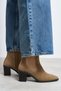 Sirius Rome Beige Suede Leather Zippered Thick Heel Women's Chelsea Boots - 3