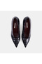 Women's Black Crocodile Printed Pointed Toe Leather Stiletto - 6