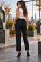 Women's High Buckle Slit Detailed Imported Crepe Trousers - Modern Cut and Timeless Elegance - 5
