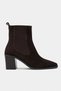 Sirius Bitter Brown Suede Leather Zippered Thick Heel Women's Chelsea Boots - 5