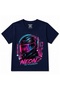 Neon Override – Cyberpunk Motorcycle Helmet & Futuristic Neon City Kids Graphic T-Shirt