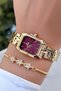Small Square Case Steel Strap Women's Wristwatch -Waterproof- with Bracelet Gift - 3