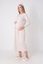 Women's Patterned Dressing Gown with Buttons on the Front and Lace, Maternity & Postpartum Nightgown Set - 5