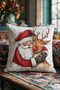 New Year Themed Throw Pillow Cover 43X43 cm Digital Printed Decorative New Year Pillow Cover Gift