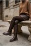 Elara Women's Boots with Back Stretch, Zipper and Belt Buckle, Brown Leather - 2