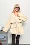 Women's Double-Breasted Collar Belted Trench Coat Stone - 7586