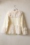 Italian Ecru Fur Collar Long Sleeve Wool Knitwear Coat with Snap Fasteners and Fur Detail on the Collar and Sleeves 68 60 - 7