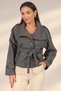 Women's Imported Cashmere Short Coat with Shoulder Epaulettes and Pockets - 2