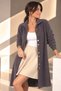 Women's High Collar Gold Buttoned Ribbed Sleeve Angora Soft Long Cardigan