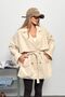 Women's Double-Breasted Collar Belted Trench Coat Stone - 7586 - 4