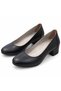 Women's Genuine Leather Round-Toe Short Thick-Heeled Classic Shoes - 6