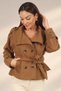 Women's Imported Cashmere Short Coat with Shoulder Epaulettes and Pockets - 2