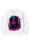 Neon Override – Cyberpunk Motorcycle Helmet & Futuristic Neon City Graphic Sweatshirt
