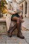 Mehru Women's Boots with Platform and Belt Buckle in Brown Leather - 2