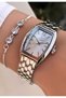 Silver Color - Oval Rectangular Women's Wristwatch - Waterproof - with Bracelet Gift - 3