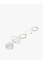 Stone Detailed Steel Mixed 5-Piece Ring Set - 2