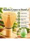 6 Piece Matcha Preparation Set 530 ml Ceramic Bowl Bamboo Whisk Stand and Strainer Green White - 7