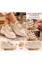 Women's Gold Metal Detailed Thick Sole Lace-Up Sneaker Sports Shoes - 3